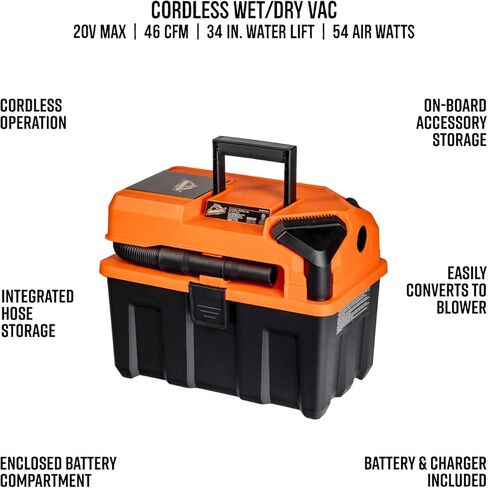 مجموعة أدوات Armor All Cordless 20V Utility Vac 2-Tool، برتقالي؛ أسود in Saudi Arabia