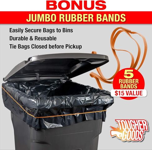 95 Gallon Heavy Duty Black Garbage Can Liner for Trash, Storage, Yard Waste, Commercial Use Industrial Grade Bags with 30" Rubber Bands in Saudi Arabia