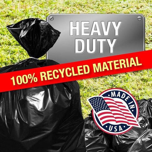 95 Gallon Heavy Duty Black Garbage Can Liner for Trash, Storage, Yard Waste, Commercial Use Industrial Grade Bags with 30" Rubber Bands in Saudi Arabia