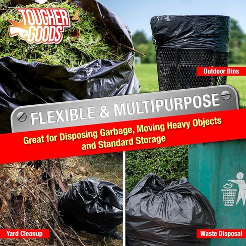 95 Gallon Heavy Duty Black Garbage Can Liner for Trash, Storage, Yard Waste, Commercial Use Industrial Grade Bags with 30" Rubber Bands in Saudi Arabia