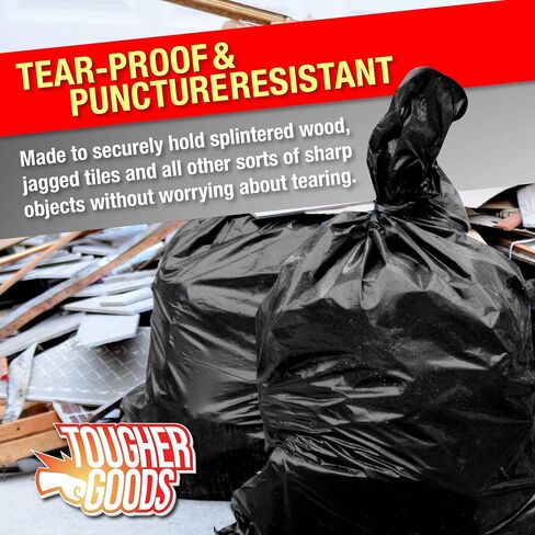 95 Gallon Heavy Duty Black Garbage Can Liner for Trash, Storage, Yard Waste, Commercial Use Industrial Grade Bags with 30" Rubber Bands in Saudi Arabia