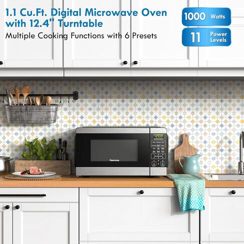 Kenmore KMCMWP11S2-10 Countertop Microwave 6 Auto-Preset Menus, Child Lock, Defrost & Express Cooking Features, 1.1 Cu Ft, Stainless Steel 1000W in Saudi Arabia