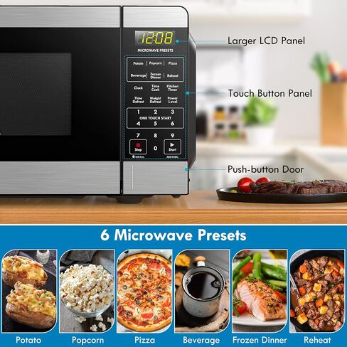 Kenmore KMCMWP11S2-10 Countertop Microwave 6 Auto-Preset Menus, Child Lock, Defrost & Express Cooking Features, 1.1 Cu Ft, Stainless Steel 1000W in Saudi Arabia