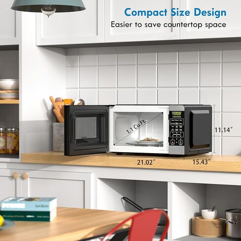 Kenmore KMCMWP11S2-10 Countertop Microwave 6 Auto-Preset Menus, Child Lock, Defrost & Express Cooking Features, 1.1 Cu Ft, Stainless Steel 1000W in Saudi Arabia