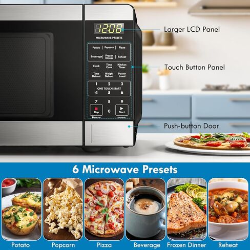 Kenmore KMCMWP11S2-10 Countertop Microwave 6 Auto-Preset Menus, Child Lock, Defrost & Express Cooking Features, 1.1 Cu Ft, Stainless Steel 1000W in Saudi Arabia