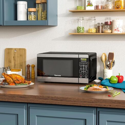 Kenmore KMCMWP11S2-10 Countertop Microwave 6 Auto-Preset Menus, Child Lock, Defrost & Express Cooking Features, 1.1 Cu Ft, Stainless Steel 1000W in Saudi Arabia
