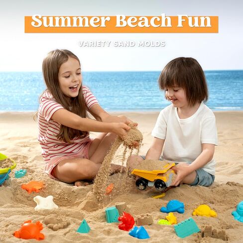 Sloosh Beach Sand Toys Set - Dump Truck Car Toys with Sand Molds for Toddlers Outdoor Play, Collapsible Foldable Buckets Mesh Bag Sand Shovels Castle Animal Mold Sets, Kids Ages Sandbox Toys (Animals) in Saudi Arabia