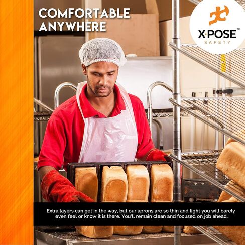 Xpose Safety 100 Blue Plastic Disposable Aprons for Cooking & more Individually Packaged, Durable 1 Mil Waterproof Polyethylene 24" x 48" in Kuwait