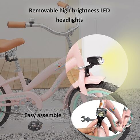ACEGER Girls Beach Cruiser Bike for Kids 5-13 Years Old, 16" 18" 20" 24" Single Speed Kids Bicycle Included Coaster Brake, Front and Rear Reflectors, 24" 7 Speeds with Dual Brakes in Kuwait