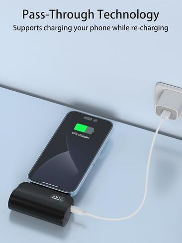 شاحن محمول ببنك طاقة صغير بقدرة 6000 مللي أمبير في الساعة مع إضاءة مدمجة وموصل USB-C لهواتف iPhone وAndroid، شاحن هاتف للسفر متوافق مع سلسلة Samsung iPhone 15/14/13/12/11 (أسود) in Saudi Arabia