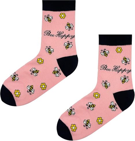 Cute Panda Animal Fun Cool Bee Pattern Ducks Novelty Cotton Crew Socks, Gifts Pack for Women and Girls, Size 6-9 in Saudi Arabia