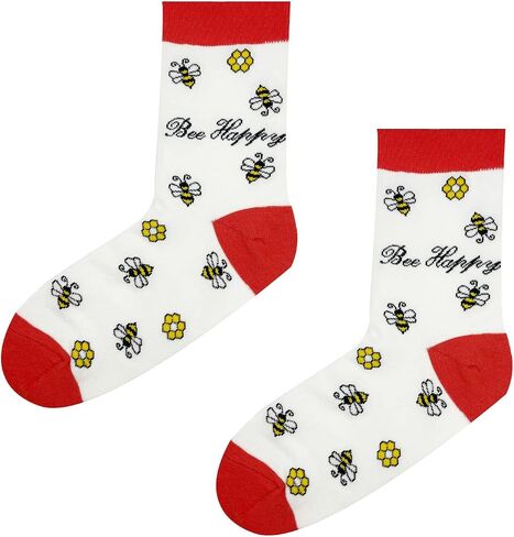 Cute Panda Animal Fun Cool Bee Pattern Ducks Novelty Cotton Crew Socks, Gifts Pack for Women and Girls, Size 6-9 in Saudi Arabia
