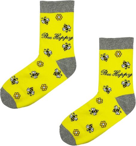 Cute Panda Animal Fun Cool Bee Pattern Ducks Novelty Cotton Crew Socks, Gifts Pack for Women and Girls, Size 6-9 in Saudi Arabia
