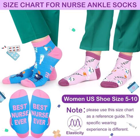 20 Pairs Nurse Compression Socks for Women Circulation 15-20 Mmhg Ankle Compression Socks Novelty Funny Nurse Week Graduation Gifts for Nursing School Medical Assistant Appreciation Gifts in Kuwait