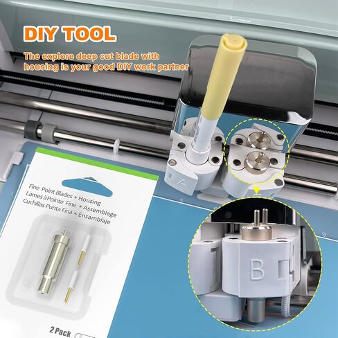 شفرة بديلة ذات نقطة عميقة وغطاء أسود عميق القطع متوافق مع Cricut Explore Air2/ Air3/ Cricut Maker/Maker 3 آلات قطع، قطع المواد السميكة (شفرة سوداء وغطاء) in Saudi Arabia
