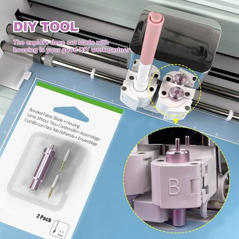 شفرة بديلة ذات نقطة عميقة وغطاء أسود عميق القطع متوافق مع Cricut Explore Air2/ Air3/ Cricut Maker/Maker 3 آلات قطع، قطع المواد السميكة (شفرة سوداء وغطاء) in Saudi Arabia