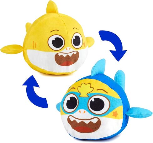 العرض الكبير لـ Baby Shark من WowWee! يتحول سمك القرش الصغير المخملي ذو الوجهين إلى سمكة قرش فائقة - ألعاب قلابة من القطيفة للأطفال الصغار in Kuwait
