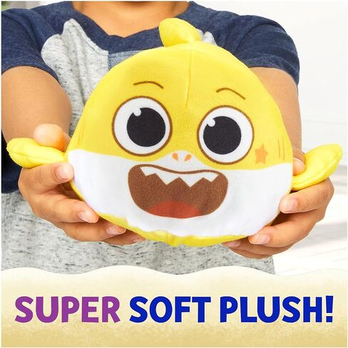العرض الكبير لـ Baby Shark من WowWee! يتحول سمك القرش الصغير المخملي ذو الوجهين إلى سمكة قرش فائقة - ألعاب قلابة من القطيفة للأطفال الصغار in Kuwait