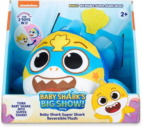 العرض الكبير لـ Baby Shark من WowWee! يتحول سمك القرش الصغير المخملي ذو الوجهين إلى سمكة قرش فائقة - ألعاب قلابة من القطيفة للأطفال الصغار in Kuwait