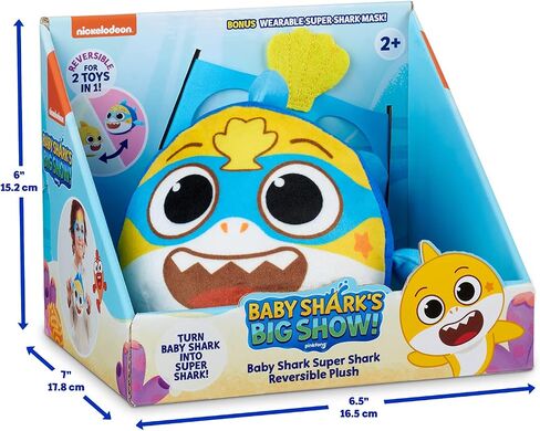 العرض الكبير لـ Baby Shark من WowWee! يتحول سمك القرش الصغير المخملي ذو الوجهين إلى سمكة قرش فائقة - ألعاب قلابة من القطيفة للأطفال الصغار in Kuwait