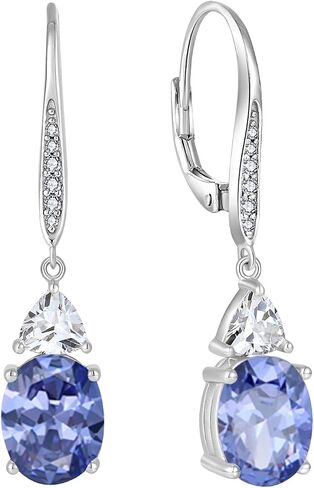 Oval Dangle Drop Earrings for Women 925 Sterling Silver Leverback Earrings Birthstone Jewelry Gifts for Her in Kuwait