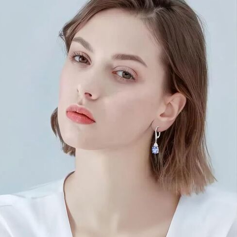 Oval Dangle Drop Earrings for Women 925 Sterling Silver Leverback Earrings Birthstone Jewelry Gifts for Her in Kuwait