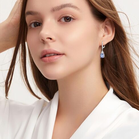 Oval Dangle Drop Earrings for Women 925 Sterling Silver Leverback Earrings Birthstone Jewelry Gifts for Her in Kuwait