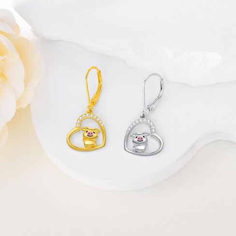 Pig/Hummingbird Earrings 925 Sterling Silver Lever Back Dangle Earrings Cute Animal Jewelry Gifts for Women in Saudi Arabia