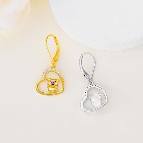 Pig/Hummingbird Earrings 925 Sterling Silver Lever Back Dangle Earrings Cute Animal Jewelry Gifts for Women in Saudi Arabia