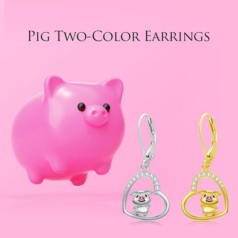 Pig/Hummingbird Earrings 925 Sterling Silver Lever Back Dangle Earrings Cute Animal Jewelry Gifts for Women in Saudi Arabia