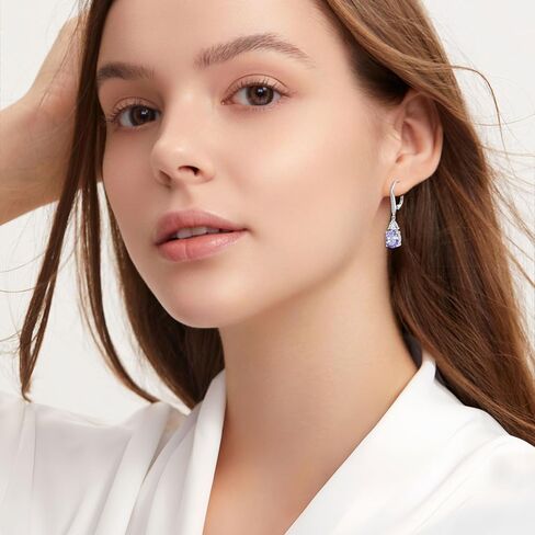 Oval Dangle Drop Earrings for Women 925 Sterling Silver Leverback Earrings Birthstone Jewelry Gifts for Her in Kuwait