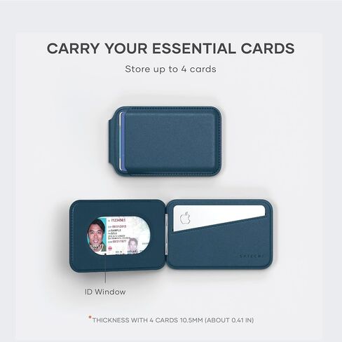 Satechi Magnetic Magsafe Wallet, Double Flap Stand Card Holder, 4 Slots with Front NFC Pass-Through, Adjustable Phone Attachment for iPhone 17/16/15/14/13/12, Travel Accessory in Kuwait