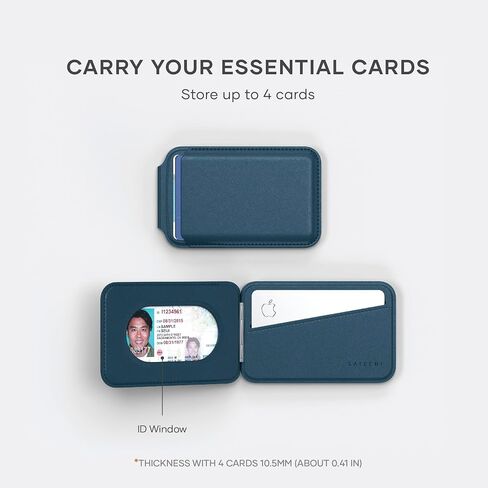 Satechi Magnetic Magsafe Wallet, Double Flap Stand Card Holder, 4 Slots with Front NFC Pass-Through, Adjustable Phone Attachment for iPhone 17/16/15/14/13/12, Travel Accessory in Kuwait