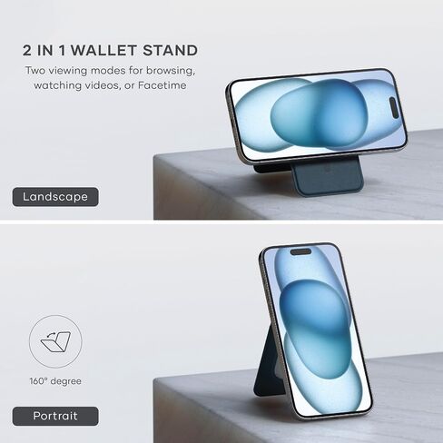 Satechi Magnetic Magsafe Wallet, Double Flap Stand Card Holder, 4 Slots with Front NFC Pass-Through, Adjustable Phone Attachment for iPhone 17/16/15/14/13/12, Travel Accessory in Kuwait