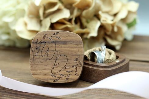 We Do Ring Box, Wooden Ring Bearer Box, Proposal Ring Box (Wreath Design) in Saudi Arabia