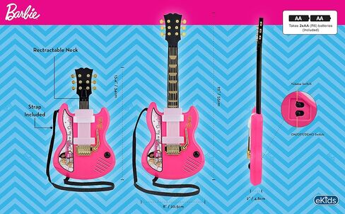 جيتار eKids Barbie Kids مع موسيقى مدمجة وبار Whammy Bar، لعبة جيتار موسيقية لمحبي ألعاب Barbie للفتيات in Saudi Arabia