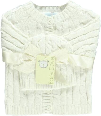 Baby Dove Newborn Cable Knit Cardigan & Beanie - Baby Gift Set in Saudi Arabia