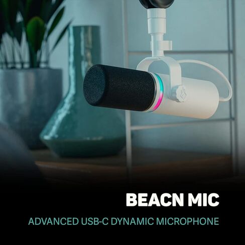 BEACN Dynamic USB Microphone for PC | Podcast and Streaming Microphone for Computer | White Gaming Mic for Streaming and Twitch | White Dynamic Microphone for Podcast (Light) in Kuwait