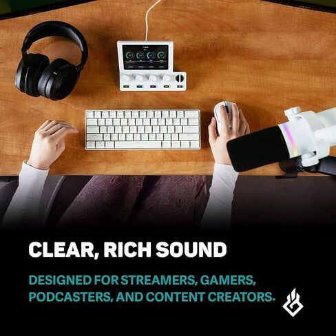 BEACN Dynamic USB Microphone for PC | Podcast and Streaming Microphone for Computer | White Gaming Mic for Streaming and Twitch | White Dynamic Microphone for Podcast (Light) in Kuwait