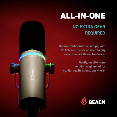 BEACN Dynamic USB Microphone for PC | Podcast and Streaming Microphone for Computer | White Gaming Mic for Streaming and Twitch | White Dynamic Microphone for Podcast (Light) in Kuwait