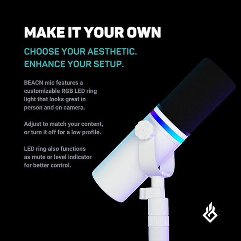 BEACN Dynamic USB Microphone for PC | Podcast and Streaming Microphone for Computer | White Gaming Mic for Streaming and Twitch | White Dynamic Microphone for Podcast (Light) in Kuwait