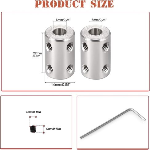 10mm to 10mm Bore Rigid Coupling Set Joint with Screw Wrench L22XD16 Stainless Steel,Shaft Coupler Connector for 3D Printers, Motor Accessories,2pcs in Kuwait