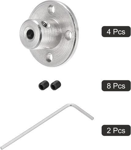 MECCANIXITY 4 قطع موصل اقتران شفة 6 مم، تركيبات محور العمود لمحركات نموذج RC DIY، مع 8 قطع برغي تثبيت 2 قطعة مفتاح ربط سداسي M1.5 in Saudi Arabia