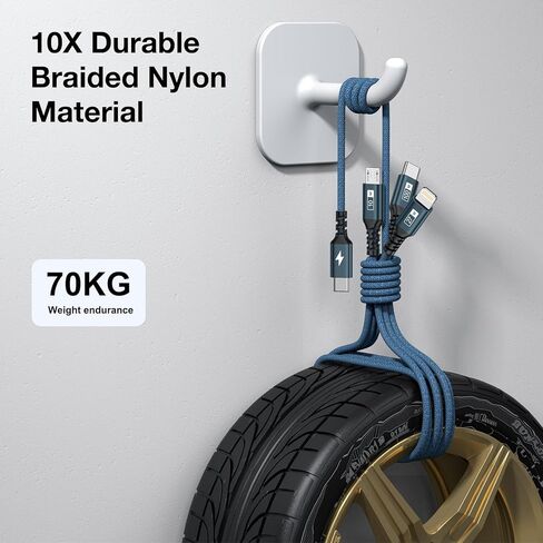 100W USB C Multi Charging Cable [2M] 3 in 1 Charging Cable with E-Mark Chip, USB C [100W]+Lightning[27W]+Micro[10W] for Samsung S23,iPad Pro, iPad Mini, MacBook Pro/Air/iPhone14 13 12 12 in Kuwait