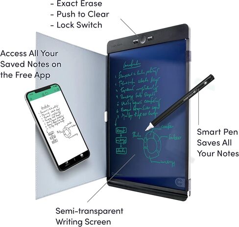 Boogie Board Authentic Blackboard Smart Pen Reusable Writing Tablet Digital Notepad – Smart Pen Stylus for Home, Office, College, Work from Home Essential for Note Taking - Letter 8.5"x 11" in Kuwait