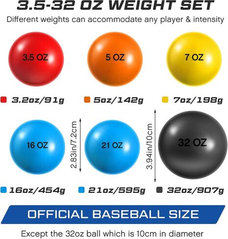 Hungdao 6 Pcs Weighted Plyo Training Balls Variable Plyo Weighted Balls Practice Weighted Baseball Weighted Ball Set for Throwing Pitching Power Improving Accessories, 6 Colors in Saudi Arabia