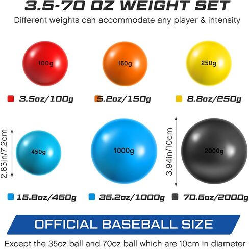 Hungdao 6 Pcs Weighted Plyo Training Balls Variable Plyo Weighted Balls Practice Weighted Baseball Weighted Ball Set for Throwing Pitching Power Improving Accessories, 6 Colors in Saudi Arabia