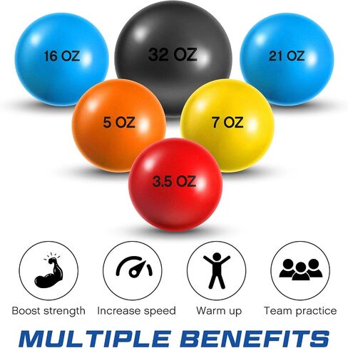 Hungdao 6 Pcs Weighted Plyo Training Balls Variable Plyo Weighted Balls Practice Weighted Baseball Weighted Ball Set for Throwing Pitching Power Improving Accessories, 6 Colors in Saudi Arabia