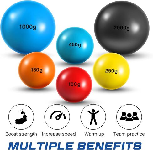 Hungdao 6 Pcs Weighted Plyo Training Balls Variable Plyo Weighted Balls Practice Weighted Baseball Weighted Ball Set for Throwing Pitching Power Improving Accessories, 6 Colors in Saudi Arabia