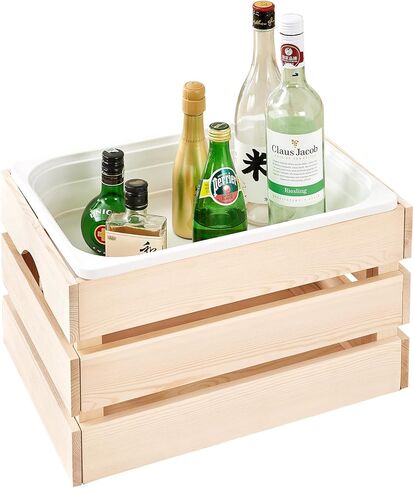 Beright Wooden Crates with a Storage Bin, Knagglig Box, Decorative Wood Crates Box, Wooden Storage Box for Kitchen, Bedroom, Closet, Rustic Country Decor in Kuwait